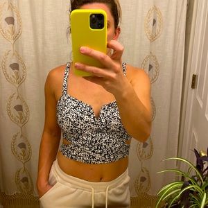 Cut-out black & white crop top